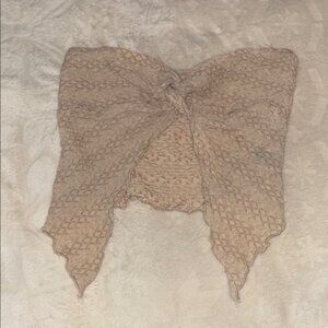Textured Tan Knit Shawl